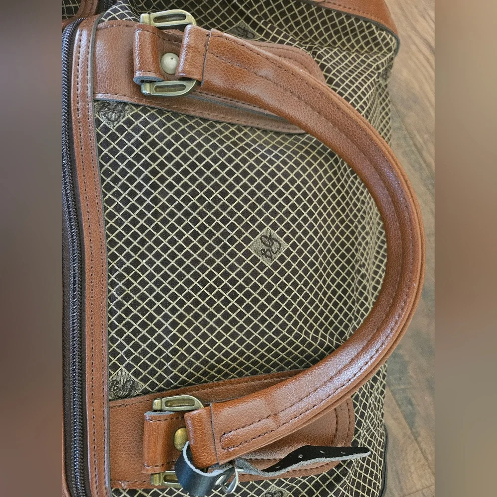 Bg Brown Leather Accent Travel Duffel Bag